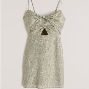 Abercrombie & Fitch Double Knot Front Cutout Mini Green Floral Dress